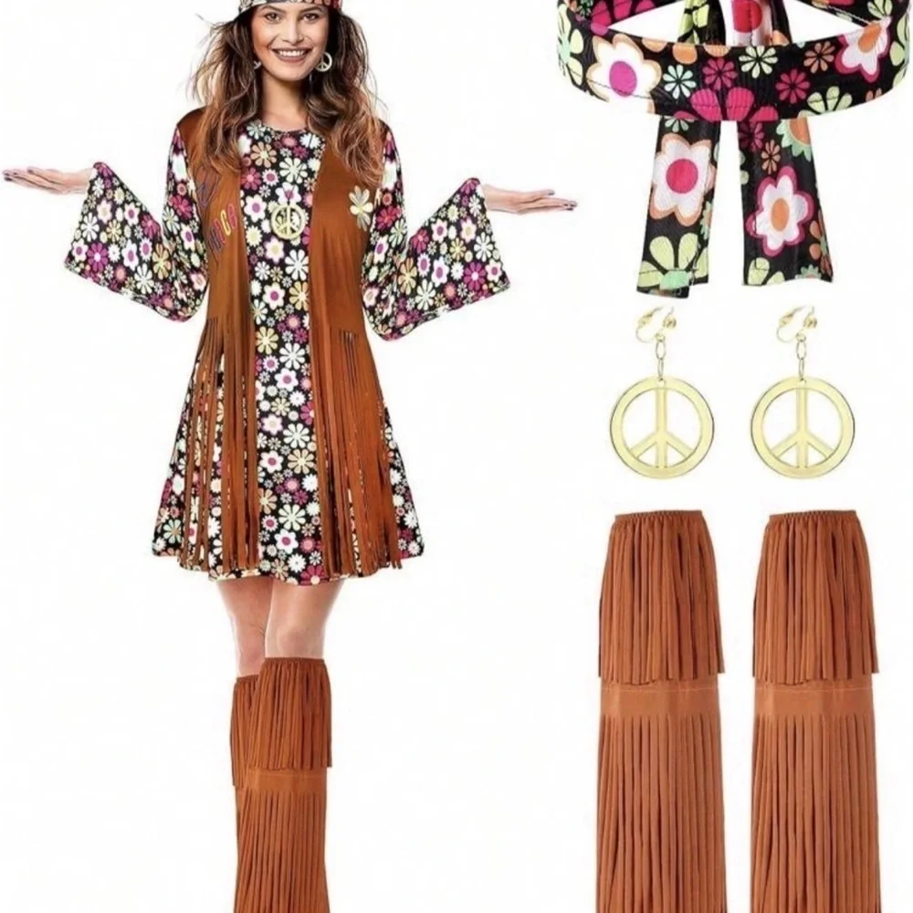 Hippie Party Outfit w/Accessories 70’s Costume 2XL - Picture 4 of 5